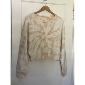 Reformation‎ Jeans Sweatshirt Women XL Beige Tan Tie Dye Crop Oversized Pullover